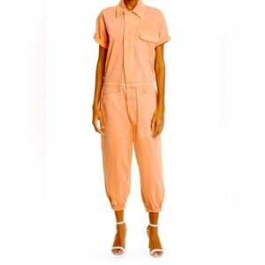 Oak & Acorn NWT REBELLE RAZOR Short Sleeve Jumpsuit orange carnelian L coverall